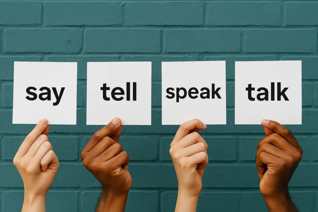 Diferença entre say tell speak e talk