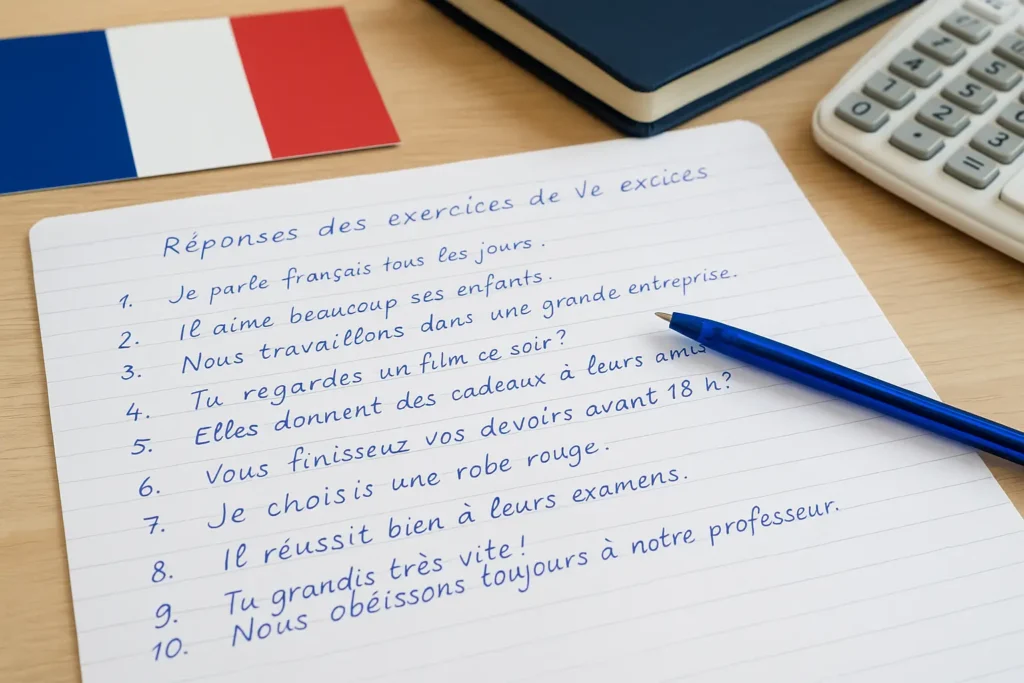 Respostas exercícios verbos franceses