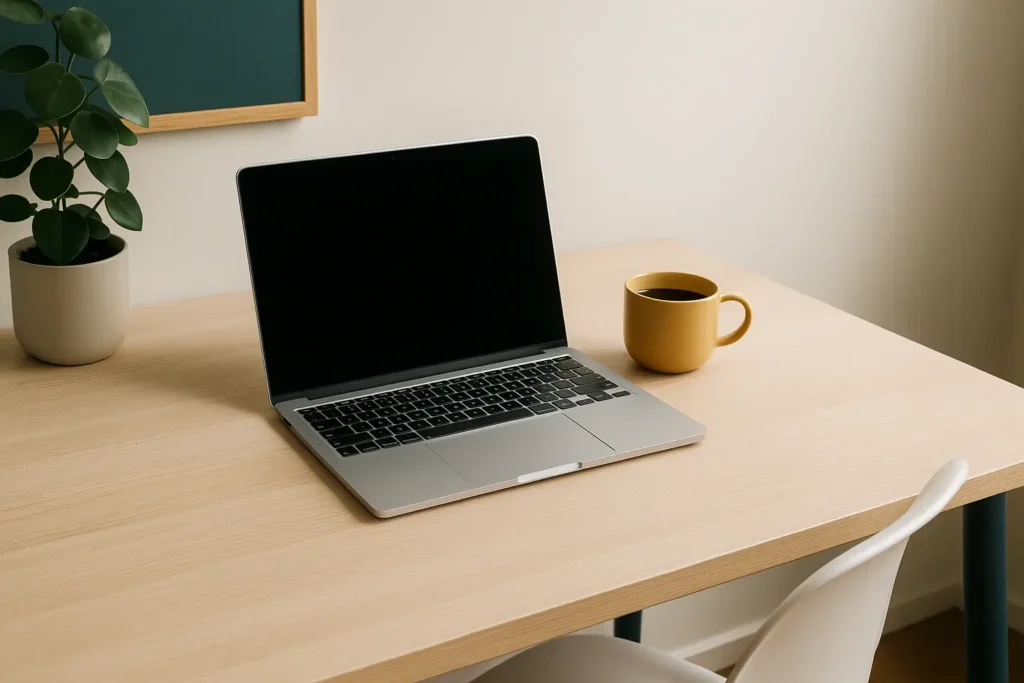 Espaço de estudo e trabalho organizado para foco e produtividade