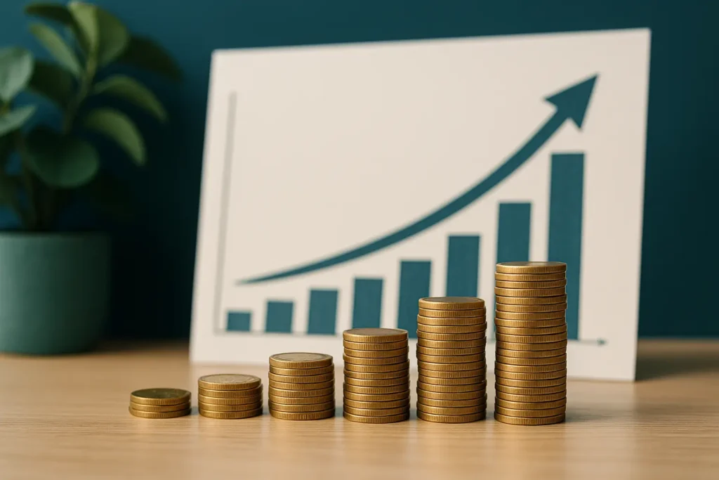 Crescimento do dinheiro ao longo do tempo com juros compostos