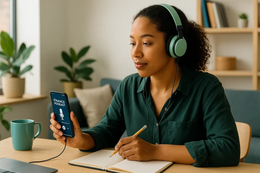 Aprender inglês com podcasts e conteúdo financeiro real