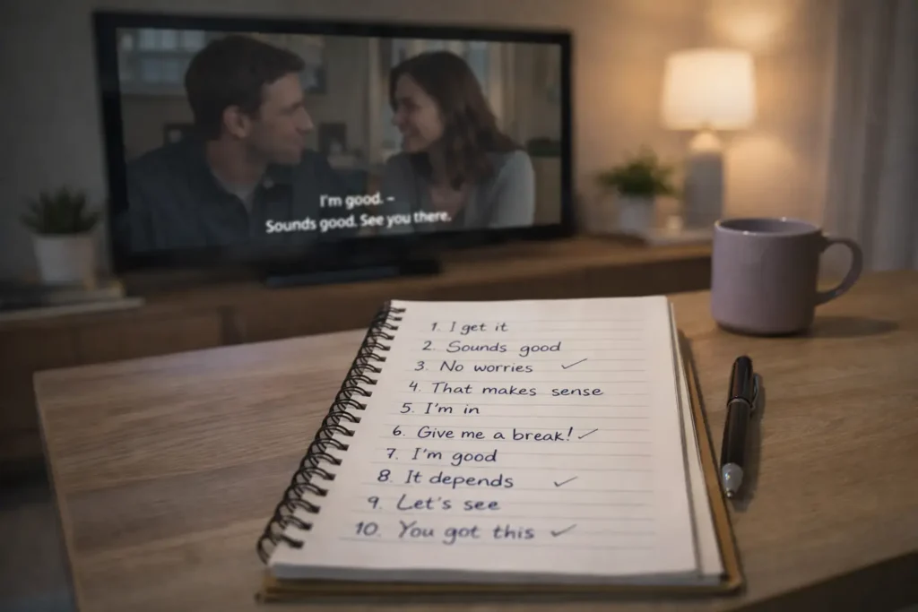 Anotações de expressões de séries americanas usadas por nativos.