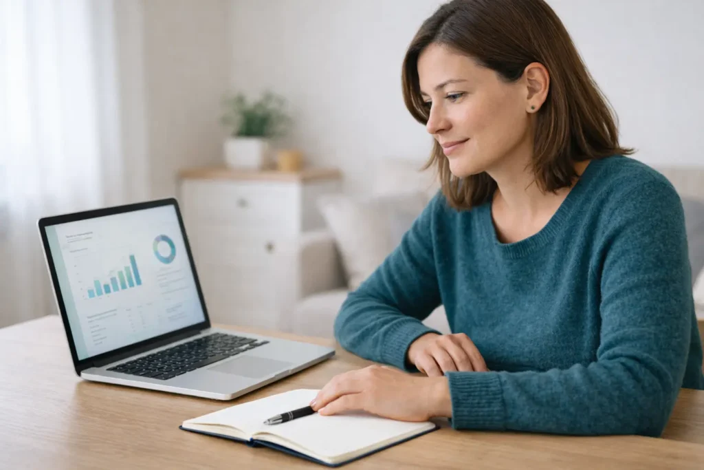 Pessoa planejando como recomeçar a investir com mais clareza e tranquilidade.