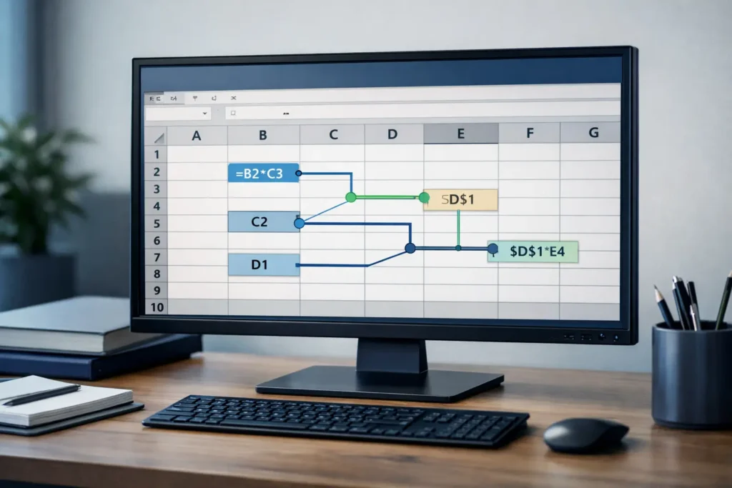 estrutura lógica das fórmulas e referências no Excel