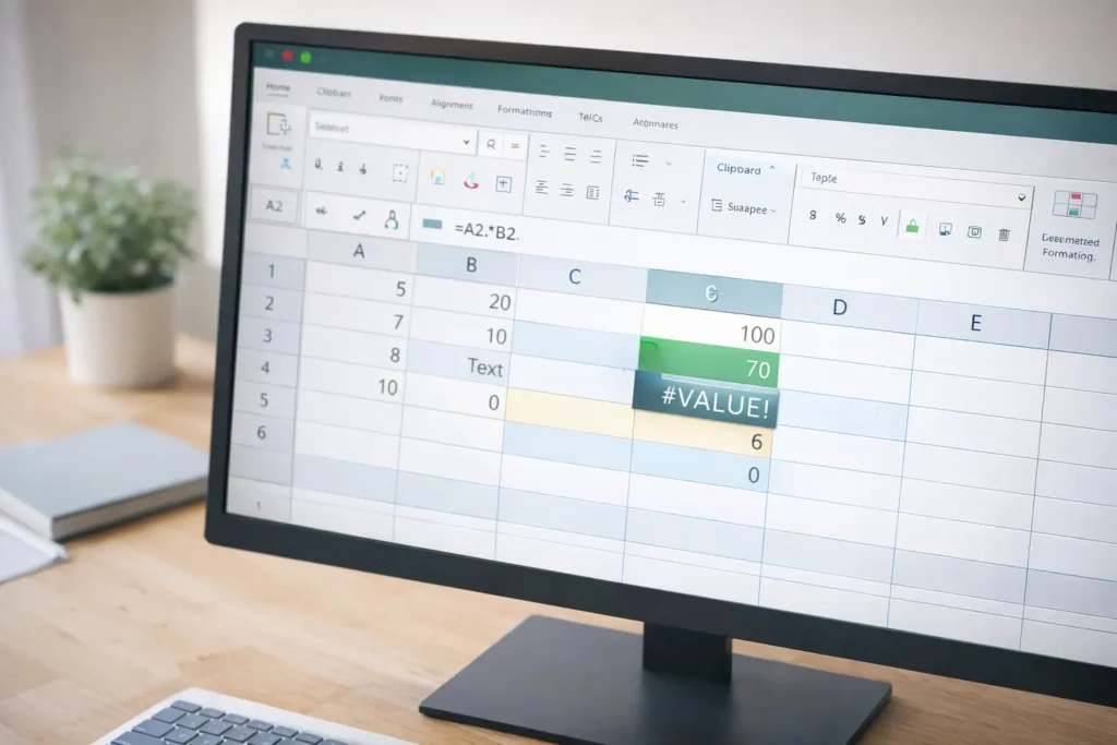 fórmula sendo copiada em planilha do Excel com mudança de resultados