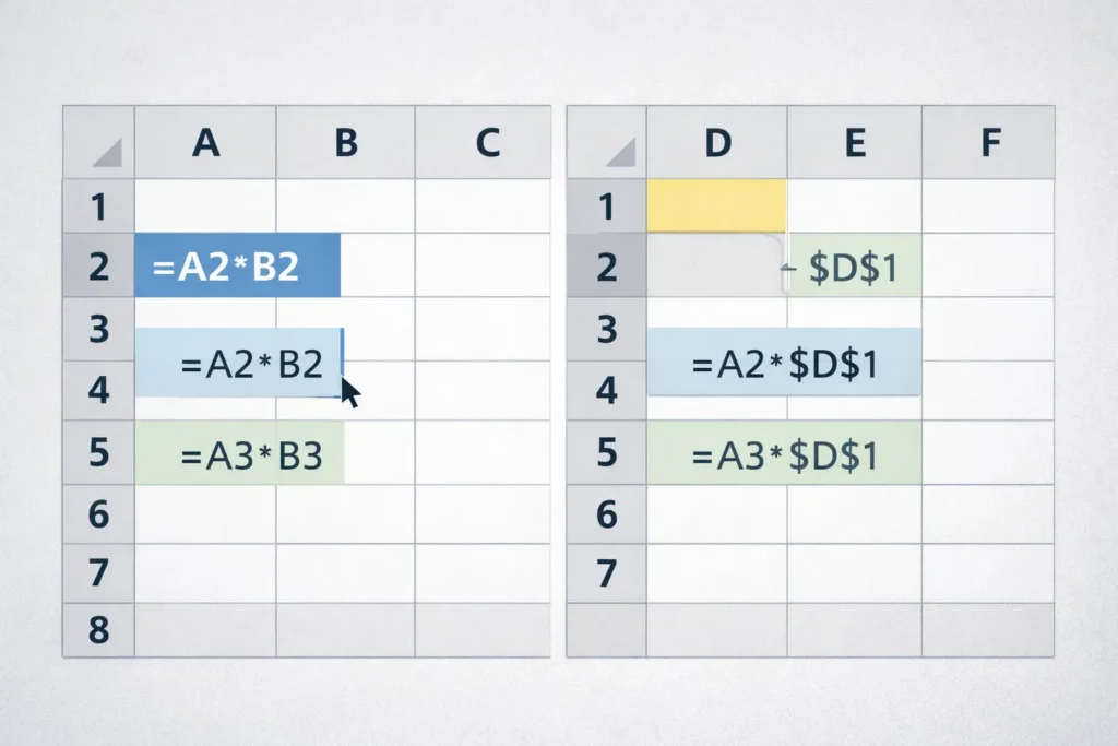 diferença entre referência relativa e absoluta no Excel
