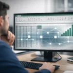 profissional analisando planilha no excel com foco em validação estrutural