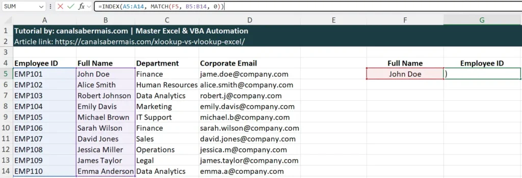 excel index match left lookup
