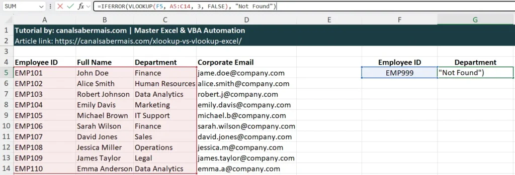 excel vlookup error handling