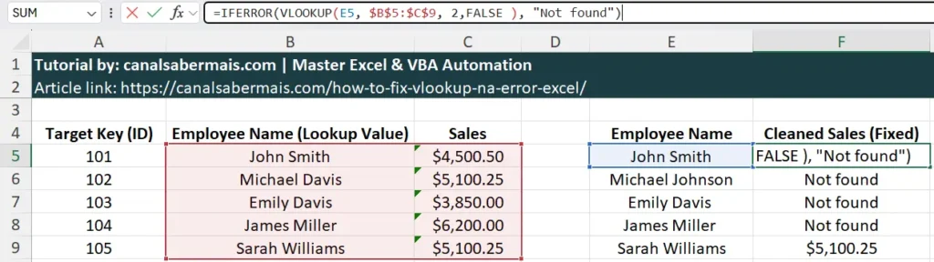 vlookup iferror
