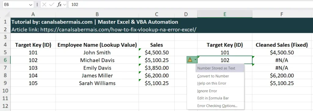 vlookup number as text