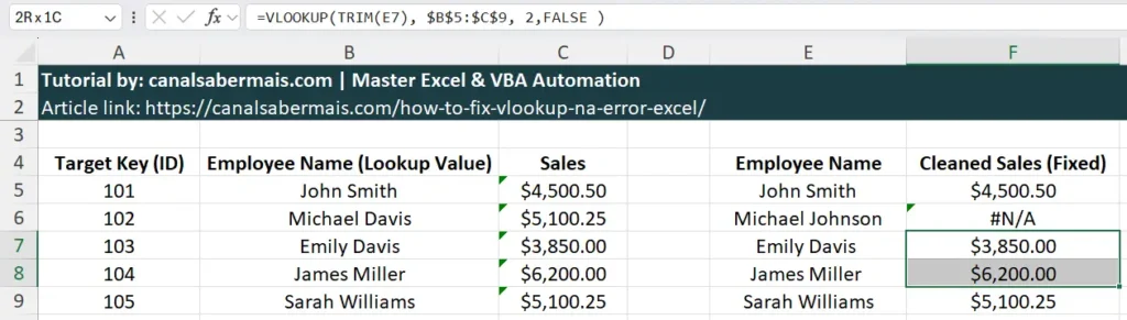 vlookup trim