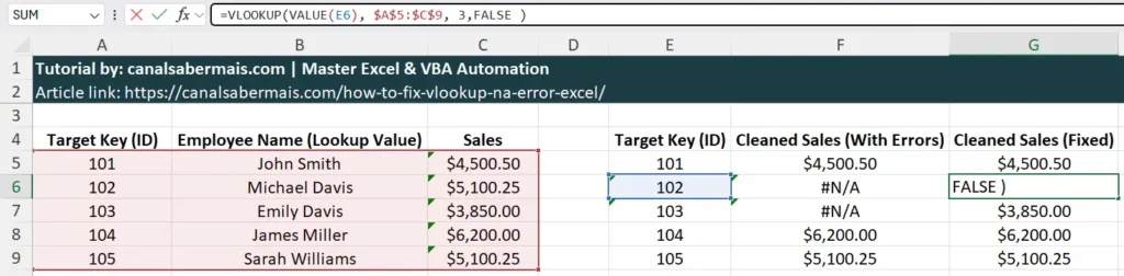 vlookup value