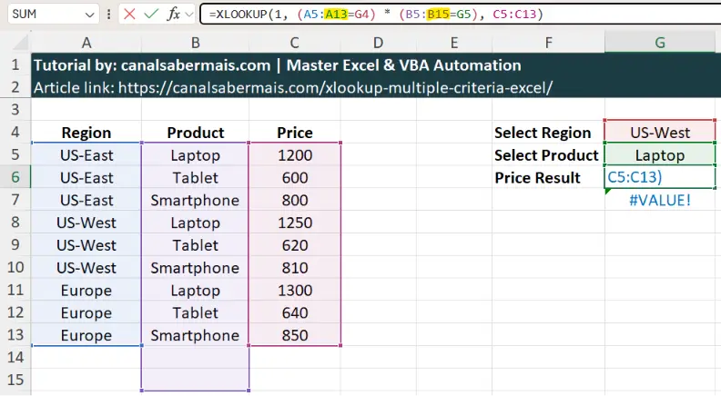common xlookup multiple criteria errors