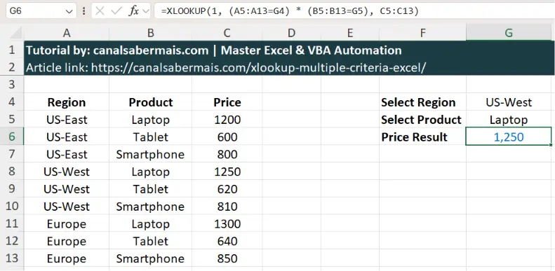 excel xlookup multiple criteria formula example